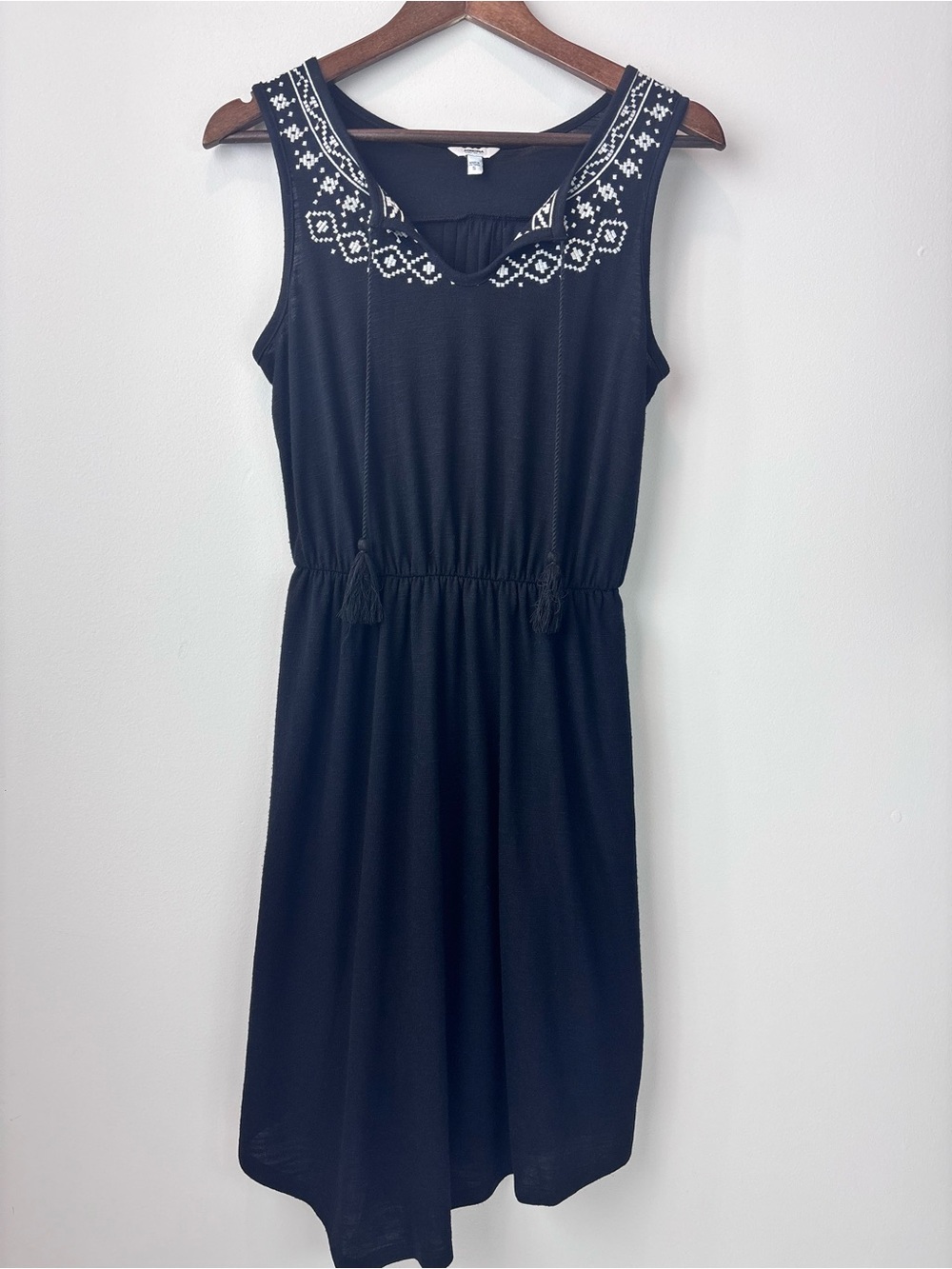 Sonoma Goods For Life Navy Embroidered Boho Dress Women’s Small Tassel